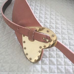 Escada Suede pink belt with gold heart